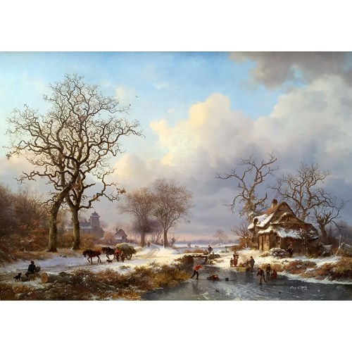 Dutch Winter Landscape with Skaters
